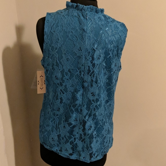 NWT Nanette Lepore Large TealBlue Lace Tank Blouse - Picture 8 of 11